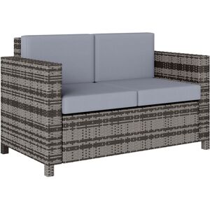 Outsunny - Rattan Wicker 2-seat Sofa Loveseat Padded Garden Furniture Grey Outsunny - Rattan Wicker 2-seat Sofa Loveseat Padded Garden Furniture Grey