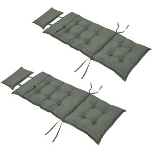 Outsunny - 2 Pieces Patio Chair Cushion Set, High Back Seat Pads with Pillow, Grey Outsunny - 2 Pieces Patio Chair Cushion Set, High Back Seat Pads with Pillow, Grey