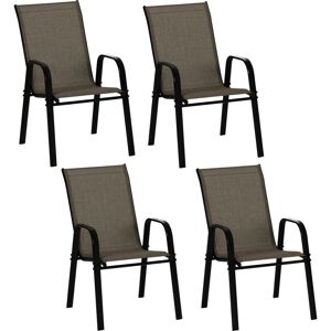 Outsunny Set of 4 Garden Dining Chair Set Outdoor w/ High Back Armrest Brown Outsunny Set of 4 Garden Dining Chair Set Outdoor w/ High Back Armrest Brown