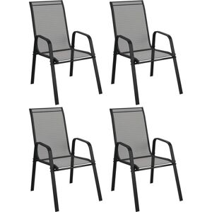 Outsunny Set of 4 Garden Dining Chair Set Outdoor w/ High Back Armrest Black Outsunny Set of 4 Garden Dining Chair Set Outdoor w/ High Back Armrest Black