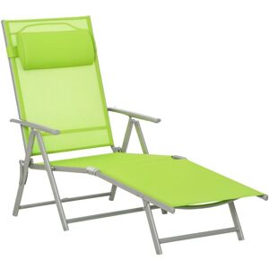 Outsunny - Sling Patio Reclining Chaise Lounge Garden Furniture Folding, Green Outsunny - Sling Patio Reclining Chaise Lounge Garden Furniture Folding, Green