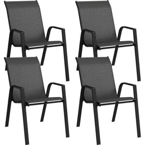 Outsunny Wicker Dining Chairs Set of 4, Stackable Outdoor Chairs Grey Outsunny Wicker Dining Chairs Set of 4, Stackable Outdoor Chairs Grey