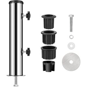 SJQKA Parasol base, parasol mounting bracket Ø58 in stainless steel, parasol accessories with 3 PVC reducer rings (Ø32/38/48 mm) SJQKA Parasol base, parasol mounting bracket Ø58 in stainless steel, parasol accessories with 3 PVC reducer rings (Ø32/38/48 mm)
