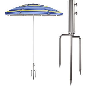 MEMKEY Parasol Base with Ground Anchor, Removable Parasol Base for Fishing, Garden, Beach (Silver) MEMKEY Parasol Base with Ground Anchor, Removable Parasol Base for Fishing, Garden, Beach (Silver)