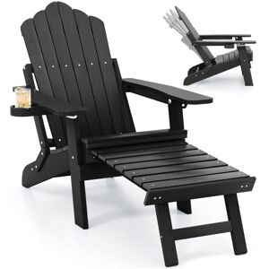 COSTWAY Patio Adirondack Chair All-Weather Lounge Chair w/Retractable Footrest COSTWAY Patio Adirondack Chair All-Weather Lounge Chair w/Retractable Footrest