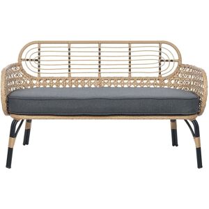 Beliani Sofa Grey Natural PE Rattan 2-Seater - Garden Bench Beliani Sofa Grey Natural PE Rattan 2-Seater - Garden Bench