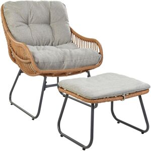 Beliani Mestre Natural Garden Chair with Footrest and Cushions Beliani Mestre Natural Garden Chair with Footrest and Cushions