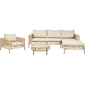 Beliani - pe Rattan Left Hand Garden Lounge Set with Coffee Table 4 Seater with Cushions Beige Calasetta Beliani - pe Rattan Left Hand Garden Lounge Set with Coffee Table 4 Seater with Cushions Beige Calasetta