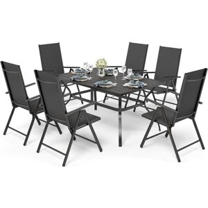 PHIVILLA 6+1 Garden Table and Chairs Set of 6 Patio Seating Folding Chair 6X Adjustable with 7 Seating Positions and Metal Dinning Table Garden Furniture Sets PHIVILLA 6+1 Garden Table and Chairs Set of 6 Patio Seating Folding Chair 6X Adjustable with 7 Seating Positions and Metal Dinning Table Garden Furniture Sets