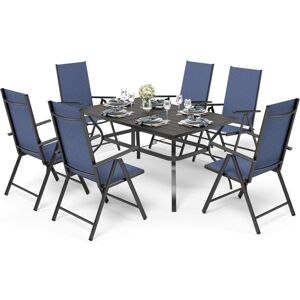 PHIVILLA 6+1 Garden Table and Chairs Set of 6 Patio Seating Folding Chair 6X Adjustable with 7 Seating Positions and Metal Dinning Table Garden PHIVILLA 6+1 Garden Table and Chairs Set of 6 Patio Seating Folding Chair 6X Adjustable with 7 Seating Positions and Metal Dinning Table Garden