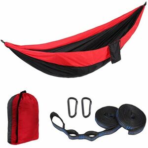 DEWDAT Portable Hammock Single or Double Hammock Camping Accessories for Outdoor, Indoor with Tree Straps -red + black DEWDAT Portable Hammock Single or Double Hammock Camping Accessories for Outdoor, Indoor with Tree Straps -red + black