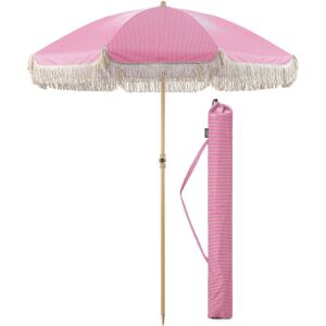 CHRISTOW Portable Tassel Parasol with Tilt - Pink Stripes CHRISTOW Portable Tassel Parasol with Tilt - Pink Stripes