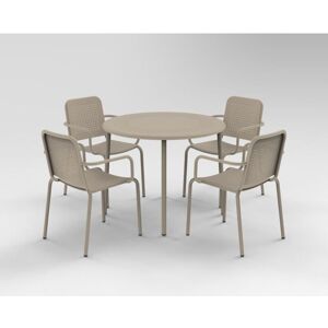 Porto 4 Seater Stacking Round Dining Set - Steel - Champange Porto 4 Seater Stacking Round Dining Set - Steel - Champange