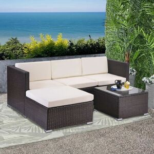 Mcc Direct - Rattan Garden Furniture Outdoor 5pcs Patio Sofa Set chairs Table (Rupert Brown) Mcc Direct - Rattan Garden Furniture Outdoor 5pcs Patio Sofa Set chairs Table (Rupert Brown)