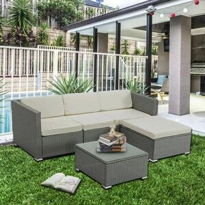 Mcc Direct - Rattan Garden Furniture Outdoor 5pcs Patio Sofa Set chairs Table (Rupert Grey) Mcc Direct - Rattan Garden Furniture Outdoor 5pcs Patio Sofa Set chairs Table (Rupert Grey)