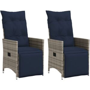 Reclining Garden Chairs 2 pcs with Cushions Grey Poly Rattan Vidaxl Reclining Garden Chairs 2 pcs with Cushions Grey Poly Rattan Vidaxl