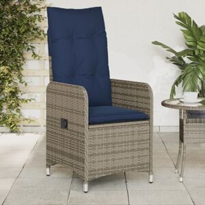 Reclining Garden Chair with Cushions Grey Poly Rattan vidaXL Reclining Garden Chair with Cushions Grey Poly Rattan vidaXL