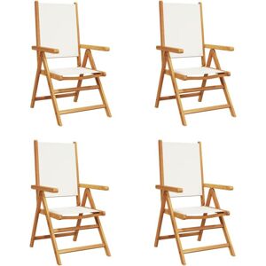 Vidaxl - Reclining Garden Chairs 4 pcs Cream White Fabric and Solid Wood Vidaxl - Reclining Garden Chairs 4 pcs Cream White Fabric and Solid Wood