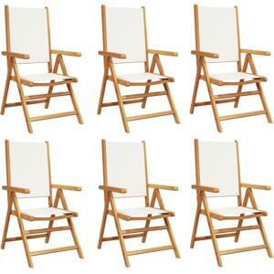Vidaxl - Reclining Garden Chairs 6 pcs Cream White Fabric and Solid Wood Vidaxl - Reclining Garden Chairs 6 pcs Cream White Fabric and Solid Wood