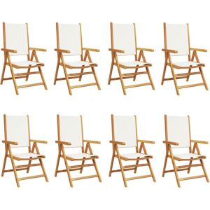 Vidaxl - Reclining Garden Chairs 8 pcs Cream White Fabric and Solid Wood Vidaxl - Reclining Garden Chairs 8 pcs Cream White Fabric and Solid Wood