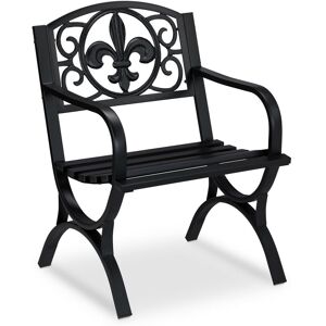 Relaxdays - antique-looking garden chair, patio furniture, outdoor seating with armrests, wide seat, vintage design, black Relaxdays - antique-looking garden chair, patio furniture, outdoor seating with armrests, wide seat, vintage design, black