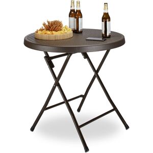 Relaxdays - bastian Garden Table Folding Table Round 74 x 80 x 80 cm for Backyard, Balcony or Patio with Metal Frame in Rattan Look as Side Table or Relaxdays - bastian Garden Table Folding Table Round 74 x 80 x 80 cm for Backyard, Balcony or Patio with Metal Frame in Rattan Look as Side Table or