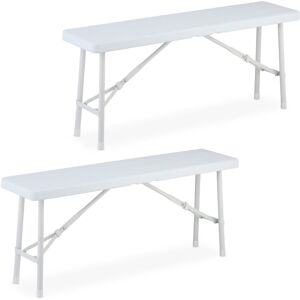 Relaxdays - Set of 2 Picnic Benches, Foldable, for Pub, Garden or Campsite, up to 150kg each, hwd: 42 x 100 x 25 cm, White Relaxdays - Set of 2 Picnic Benches, Foldable, for Pub, Garden or Campsite, up to 150kg each, hwd: 42 x 100 x 25 cm, White