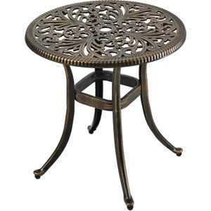 Relaxdays garden table with parasol hole, HxD: 53 x 53 cm, cast aluminium, weatherproof, antique, round, black/bronze Relaxdays garden table with parasol hole, HxD: 53 x 53 cm, cast aluminium, weatherproof, antique, round, black/bronze