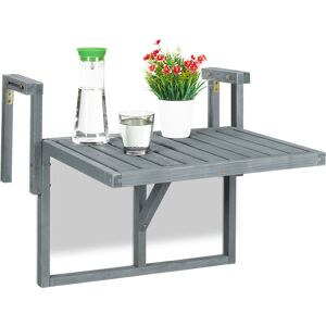 Relaxdays - Folding Balcony Table, Hangs on Terrace Ledge, WxD: 60x45 cm, Height Adjustable, Small Deck Table, Wood, Grey Relaxdays - Folding Balcony Table, Hangs on Terrace Ledge, WxD: 60x45 cm, Height Adjustable, Small Deck Table, Wood, Grey