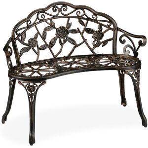 Relaxdays garden bench, 2-seater, detailed with roses, outdoor furniture, aluminium & cast iron, vintage looking, bronze Relaxdays garden bench, 2-seater, detailed with roses, outdoor furniture, aluminium & cast iron, vintage looking, bronze