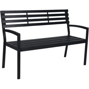 Relaxdays garden bench, 2-seater, HxWxD: 88 x 128 x 59 cm, WPC & metal, patio bench, terrace, balcony, black Relaxdays garden bench, 2-seater, HxWxD: 88 x 128 x 59 cm, WPC & metal, patio bench, terrace, balcony, black