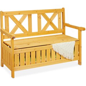 Relaxdays - Garden Bench with Integrated Storage, 2-Seater, Sturdy Wooden Loveseat, Garden Balcony, hwd: 85x115x60cm, Wood Relaxdays - Garden Bench with Integrated Storage, 2-Seater, Sturdy Wooden Loveseat, Garden Balcony, hwd: 85x115x60cm, Wood