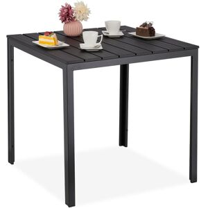 Relaxdays - Garden Table, HxWxD: 74x78x78 cm, Balcony Table Wood Look, Plastic, Steel, Patio Table Square, Black Relaxdays - Garden Table, HxWxD: 74x78x78 cm, Balcony Table Wood Look, Plastic, Steel, Patio Table Square, Black