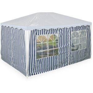 Relaxdays - Gazebo Side Panels, 3x Set, 3x4m, Waterproof, Easy Fastener, Roof, Party Tent, Plastic, Window, Blue/White Relaxdays - Gazebo Side Panels, 3x Set, 3x4m, Waterproof, Easy Fastener, Roof, Party Tent, Plastic, Window, Blue/White
