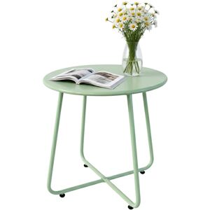 Relaxdays metal side table, HxD: 46 x 44 cm, weatherproof, indoor & outdoor, round balcony table, green Relaxdays metal side table, HxD: 46 x 44 cm, weatherproof, indoor & outdoor, round balcony table, green