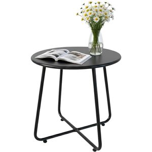 Relaxdays metal side table, HxD: 46 x 44 cm, weatherproof, indoor & outdoor, round balcony table, black Relaxdays metal side table, HxD: 46 x 44 cm, weatherproof, indoor & outdoor, round balcony table, black