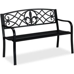 Relaxdays garden bench, Fleur de Lis motif, 2-seater, steel, garden and patio, HxWxD: 86 x 127 x 60 cm, black Relaxdays garden bench, Fleur de Lis motif, 2-seater, steel, garden and patio, HxWxD: 86 x 127 x 60 cm, black
