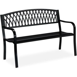 Relaxdays - Garden Bench, 2-Seater, Iron, Balcony & Terrace, Backseat with Mesh Ornament, HxWxD: 87 x 127 x 60 cm, Black Relaxdays - Garden Bench, 2-Seater, Iron, Balcony & Terrace, Backseat with Mesh Ornament, HxWxD: 87 x 127 x 60 cm, Black