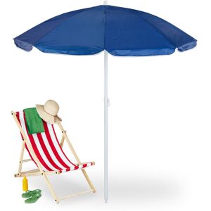 Relaxdays - Parasol, ø 160cm, Height Adjustable, Foldable, Camping, uv Protection, Round Beach & Balcony Umbrella, Blue Relaxdays - Parasol, ø 160cm, Height Adjustable, Foldable, Camping, uv Protection, Round Beach & Balcony Umbrella, Blue