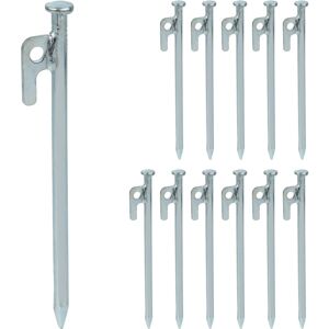 Relaxdays - Tent Pegs Set of 12, Stainless Steel Hooks, Ground Anchor for Hard Soil, Camping, Awning, HxD 20cm, Silver Relaxdays - Tent Pegs Set of 12, Stainless Steel Hooks, Ground Anchor for Hard Soil, Camping, Awning, HxD 20cm, Silver