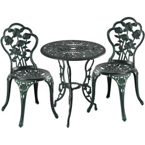 Relaxdays Garden Furniture Set, 3 Pieces, Round Table, 2 Chairs, Antique Metal Design, Cast Aluminium, Vintage, Balcony Relaxdays Garden Furniture Set, 3 Pieces, Round Table, 2 Chairs, Antique Metal Design, Cast Aluminium, Vintage, Balcony