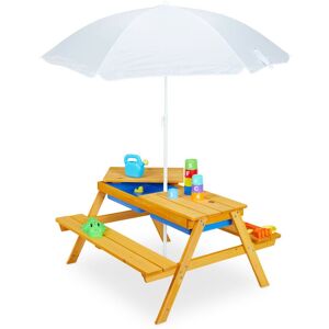 Relaxdays Wooden Children's Picnic Table Set with Umbrella Relaxdays Wooden Children's Picnic Table Set with Umbrella