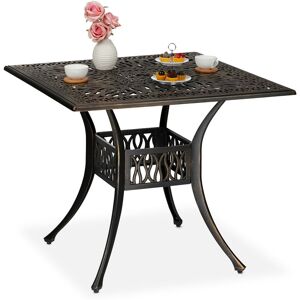 Relaxdays Garden Table, with Umbrella Hole, Antique Look, Cast Aluminium, 75 x 90 x 90 cm, Patio & Balcony, Black/Bronze Relaxdays Garden Table, with Umbrella Hole, Antique Look, Cast Aluminium, 75 x 90 x 90 cm, Patio & Balcony, Black/Bronze
