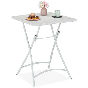 Relaxdays Side Table, Folding Garden Table, H x W x D: 74 x 59 x 59 cm, Weatherproof Table, Folding Tray, Metal, White Relaxdays Side Table, Folding Garden Table, H x W x D: 74 x 59 x 59 cm, Weatherproof Table, Folding Tray, Metal, White