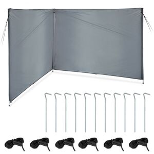 Relaxdays Privacy and Wind Screen, Protection, Camping & Beach, HxW: 1.5x4m, Steel Poles, Pegs & Ropes, Polyester, Grey Relaxdays Privacy and Wind Screen, Protection, Camping & Beach, HxW: 1.5x4m, Steel Poles, Pegs & Ropes, Polyester, Grey