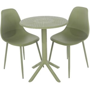Rimini Cala Outdoor Grade Bistro Table and 2 Chair Set - Plastic/Metal - L60 x W60 x H82 cm - Moss Green - Partially Assembled Rimini Cala Outdoor Grade Bistro Table and 2 Chair Set - Plastic/Metal - L60 x W60 x H82 cm - Moss Green - Partially Assembled