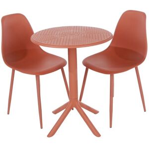 Rimini Cala Outdoor Grade Bistro Table and 2 Chair Set - Plastic/Metal - L60 x W60 x H82 cm - Terracotta - Partially Assembled Rimini Cala Outdoor Grade Bistro Table and 2 Chair Set - Plastic/Metal - L60 x W60 x H82 cm - Terracotta - Partially Assembled