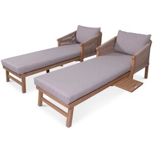 Royalcraft Roma Sun Lounger with Pullout Side Tray & Beige Coloured Back and Seat Cushion - Acacia Hardwood - L68 x W194 x H69 cm - Light Teak Royalcraft Roma Sun Lounger with Pullout Side Tray & Beige Coloured Back and Seat Cushion - Acacia Hardwood - L68 x W194 x H69 cm - Light Teak