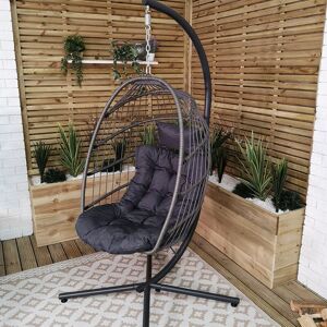 Samuel Alexander Grey Hanging Egg Chair With Stand Waterproof Cover And Cushions Steel Frame Rattan Outdoor Swing Chair Garden Seat Hammock Balcony Samuel Alexander Grey Hanging Egg Chair With Stand Waterproof Cover And Cushions Steel Frame Rattan Outdoor Swing Chair Garden Seat Hammock Balcony