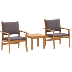 Garden Sofa Set with Cushion 3 pcs Brown Solid Acacia wood vidaXL Garden Sofa Set with Cushion 3 pcs Brown Solid Acacia wood vidaXL